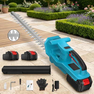  - Cordless Hedge Trimmer 21V 20 Inch BladeGarden Hedge Cutter With 2 Batteries And Charger