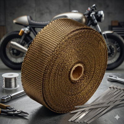 10M Titanium Exhaust Heat Wrap High-Temperature Manifold Downpipe Bandage Tape Kit from B&Q