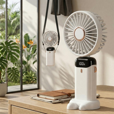  - Mini Handheld Fan Usb Rechargeable Portable Folding Desk Fan White1 Pack