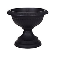 42cm Grecian Plastic Urn Garden Patio Planter Plant Pot Bowl - Black