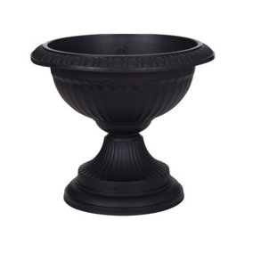 42cm Grecian Plastic Urn Garden Patio Planter Plant Pot Bowl - Black