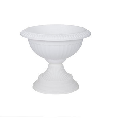 42cm Grecian Plastic Urn Garden Patio Planter Plant Pot Bowl - White