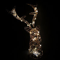 42cm Premier Christmas Lit Rose Gold Twinkling Stag Head Sculpture in Warm White