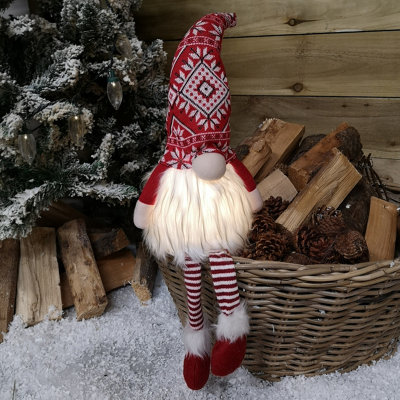42cm Red Christmas Light Up Gnome Gonk Nordic Decoration Sitting Dangly Legs Price Comparisons | Compare The Build