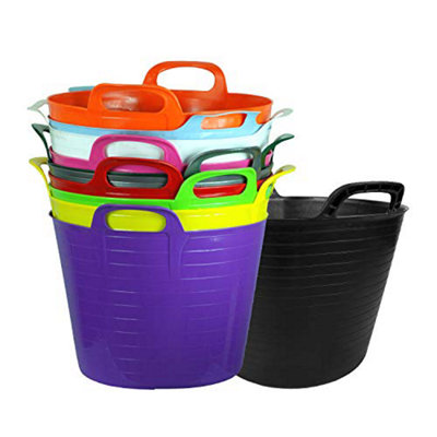 42L Mixed Assorted Flexi Tubs- Multi Purpose Flexible Rubber Storage Container Buckets- Set of 3