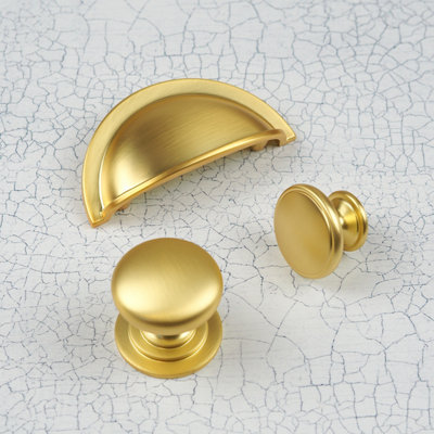 42mm Dark Brass Cabinet Knob Gold Round Cupboard Door Drawer Pull Wardrobe  Furniture Replacement Upcycle