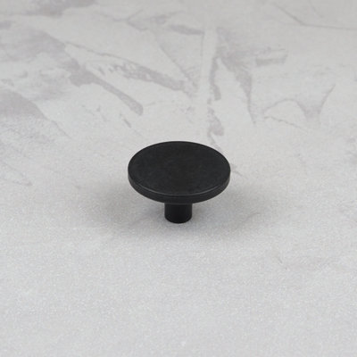 42mm Matt Black Round Cabinet Knob Cupboard Door Drawer Pull