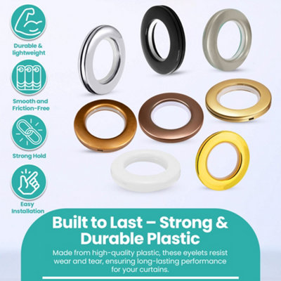 42mm Platic Eyelets, White Grommet Rings for Curtains & Drapes ...