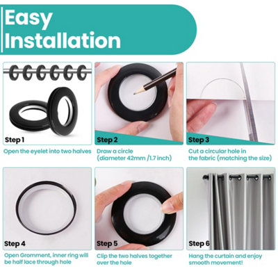 42mm Platic Eyelets, White Grommet Rings for Curtains & Drapes ...