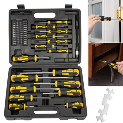 INTERTOOL 12-Piece Magnetic Screwdriver Set With Wall Rack - S2 Steel Tips - Standard & Precision Sizes