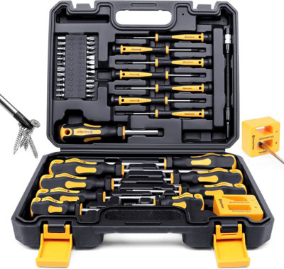 OQIMAX 42-in-1 Magnetische Schroevendraaierset, Doe-het-zelf Ratel Schroevendraaiers Set met 40 Stuks Magnetische Bits, Multi-ratel Schroevendraaier Kit, Draagbaar Reparatiegereedschap voor Furiture