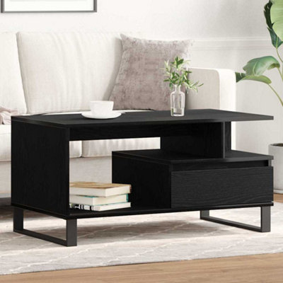 Berkfield Coffee Table Black Oak 90X49X45 Cm Engineered Wood