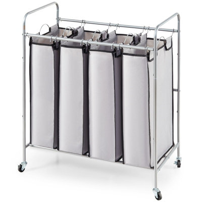 Vevor Durable Laundry Sorter Cart 4 Section With Lockable Wheels And Removable Bags from B&Q