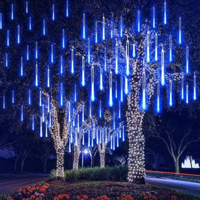 B&Q 10 Tubes 360 Led Solar Powered Meteor Shower Rain Lights, 50Cm Waterproof Falling Rain Lights Snow Falling Icicle Cascading Lights
