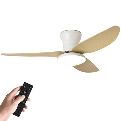 B&Q Flush Mount Ceiling Fan, 100Cm Ceiling Fans With Lights For Bedroom, Low Profile Ceiling Fans With Remote, 6 Speeds Reversible