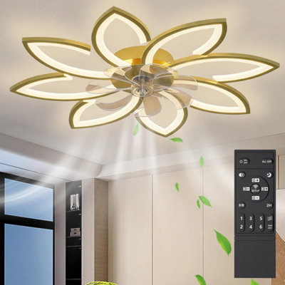 B&Q 35.5Inch Ceiling Fans With Lights And Remote, Low Profile Flush Mount Ceiling Fan Lights With 6 Speed 3 Colors Dimmable