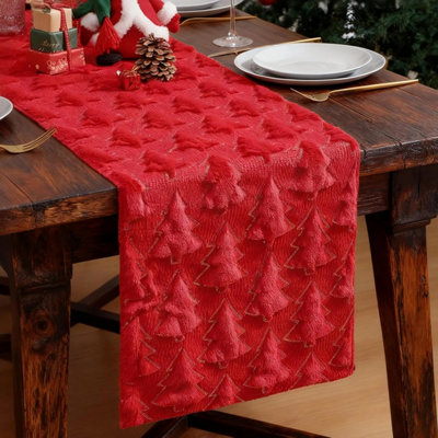 CLEFFNS Christmas Table Runner With Festive Christmas Tree Design, Holiday Decor For Home Party Dining Table, 13X72 Inch
