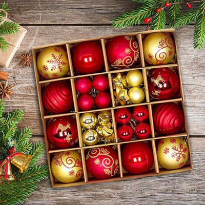 CLEFFNS 44Pcs Christmas Balls Ornaments Set Colorful Shatterproof Plastic Hanging Ball Christmas Tree Decorations For Xmas Tree Supplies