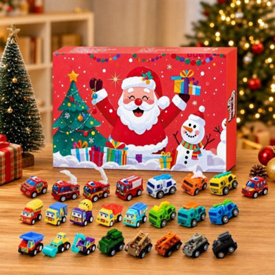 CLEFFNS Christmas Countdown Calendar Winter Holiday Collectible 24 Day Count Down To Christmas Car For Children Boys Girls Mantel Shelf