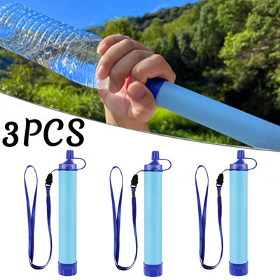 Sueving 3Pcs Pure Flow Water Filter Straw, 28mm Bottle Adaptable, Survival Drinking Water Filter For Camping, Hiking, Emergency Situations