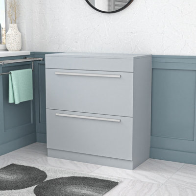 Nes Home 800mm Matte Grey Vanity Unit Cabinet With Worktop from B&Q