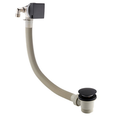 Nes Home Cheslyn Square Bath Filler With Sprung Waste & Overflow Black