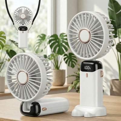  - Mini Handheld Fan Usb Rechargeable Portable Folding Desk Fan White2 Pack