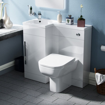 Nes Home White 900mm Lh Basin Sink Vanity Wc Unit & Rimless Btw Toilet from B&Q