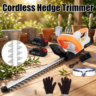 Cordless 21V Hedge Trimmer With Electric Motor1100Rpm Cutting SpeedLong-Reach DesignAnd 2 Batteries Included from B&Q