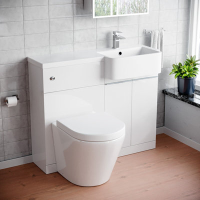 Nes Home 1000mm Right Hand Freestanding Cabinet White With BasinWc Unit & Toilet from B&Q