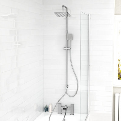 Nes Home Square Shower Waterfall Mixer Tap, Handset & Riser Rail Kit Chrome
