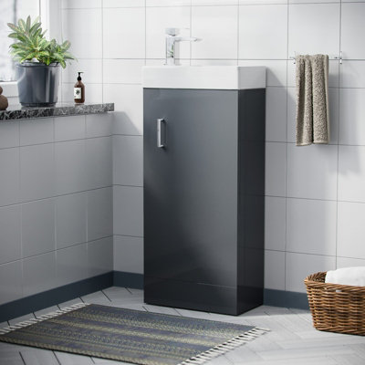 Nes Home Nanuya 400mm Cloakroom Vanity Basin Unit Grey from B&Q