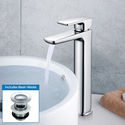 Nes Home Finn Basin Mixer Tall Tap Chrome from B&Q