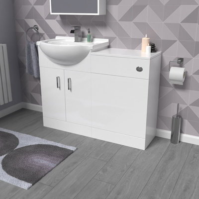 Nes Home Freestanding 1050mm White Vanity Unit With Basin & Wc Unit from B&Q