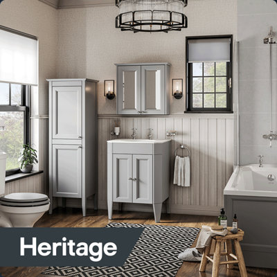 Explore the Heritage matt grey bathroom furniture range.