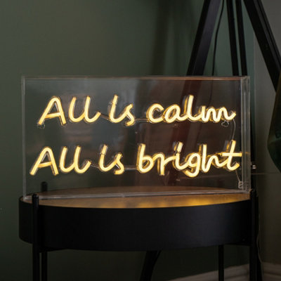 43cm Light up All is Calm Neon Flex Christmas Sign in Warm White