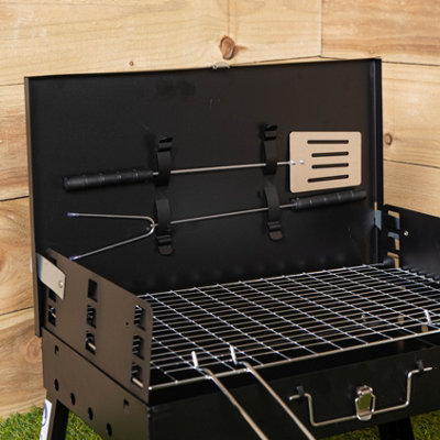 43cm x 26cm Folding Portable Camping Beach Barbecue BBQ with Wind Shield & Tools - 3