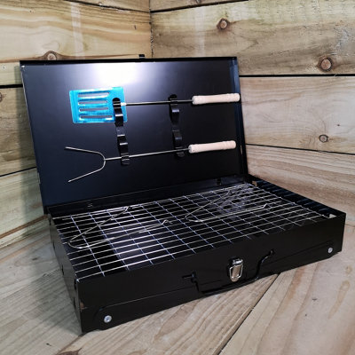 43cm x 26cm Folding Portable Camping Beach Barbecue BBQ with Wind Shield & Tools - 9