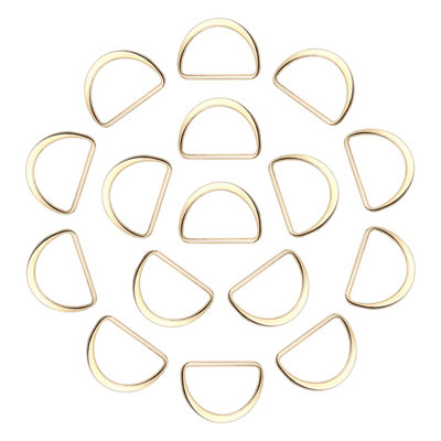 43mm Welded Metal D Ring Buckle for Purse, Pet Collars, Webbing Strap, Gold - 10pcs