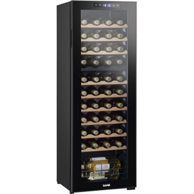 44 Bottle Dual Zone Freestanding Wine Cooler Fridge - LED Backlit BLACK & GLASS