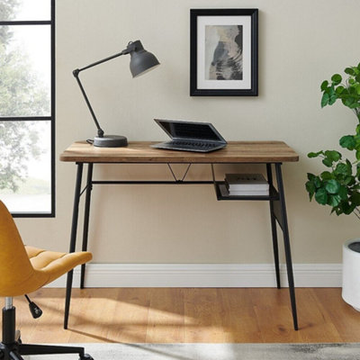 44" Metal Writing Desk with Storage Shelf