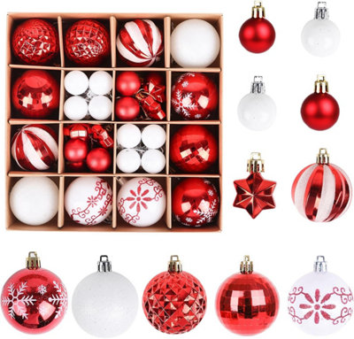 Christmas Ball Ornaments, 6-Piece Glitter Hanging Balls For Tree, Holiday And Party Decorations, Sparkling Indoor Christmas Tree Decorative Balls Set Red