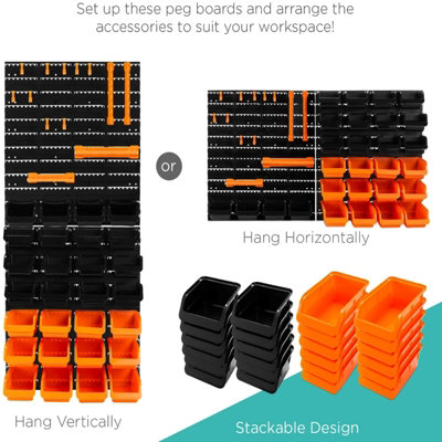 44 Pcs Pegboard Shelf Tool Organiser Garage Shed Wall Mount Shelves Storage Rack - 3