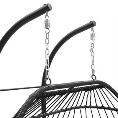 Double Hammock With Stand – 440lbs Capacity, 6 Height Adjustments, For Indoor & Outdoor Use (Blue)