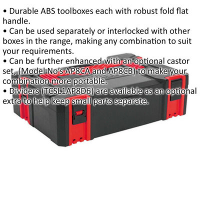 445 x 310 x 130mm Stackable Tool Box - Portable RED ABS Storage