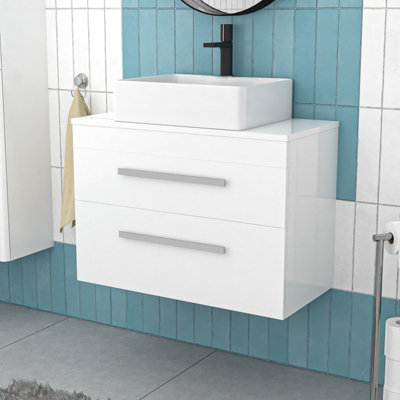 B&Q -  800mm Wall Hung Cabinet With Countertop Basin And Worktop