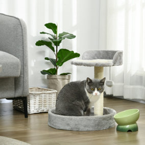 44cm Cat Tower with Sisal Cat Scratching Post, Cat Claw Shape, Light Grey
