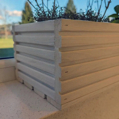 44cm Long Wooden Windowsill Planter - Grey