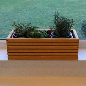 44cm Long Wooden Windowsill Planter - Natural