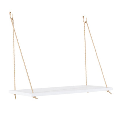 44cm Rope Hanging Shelf Kit - Matte White, Wall-Mounted Storage ...